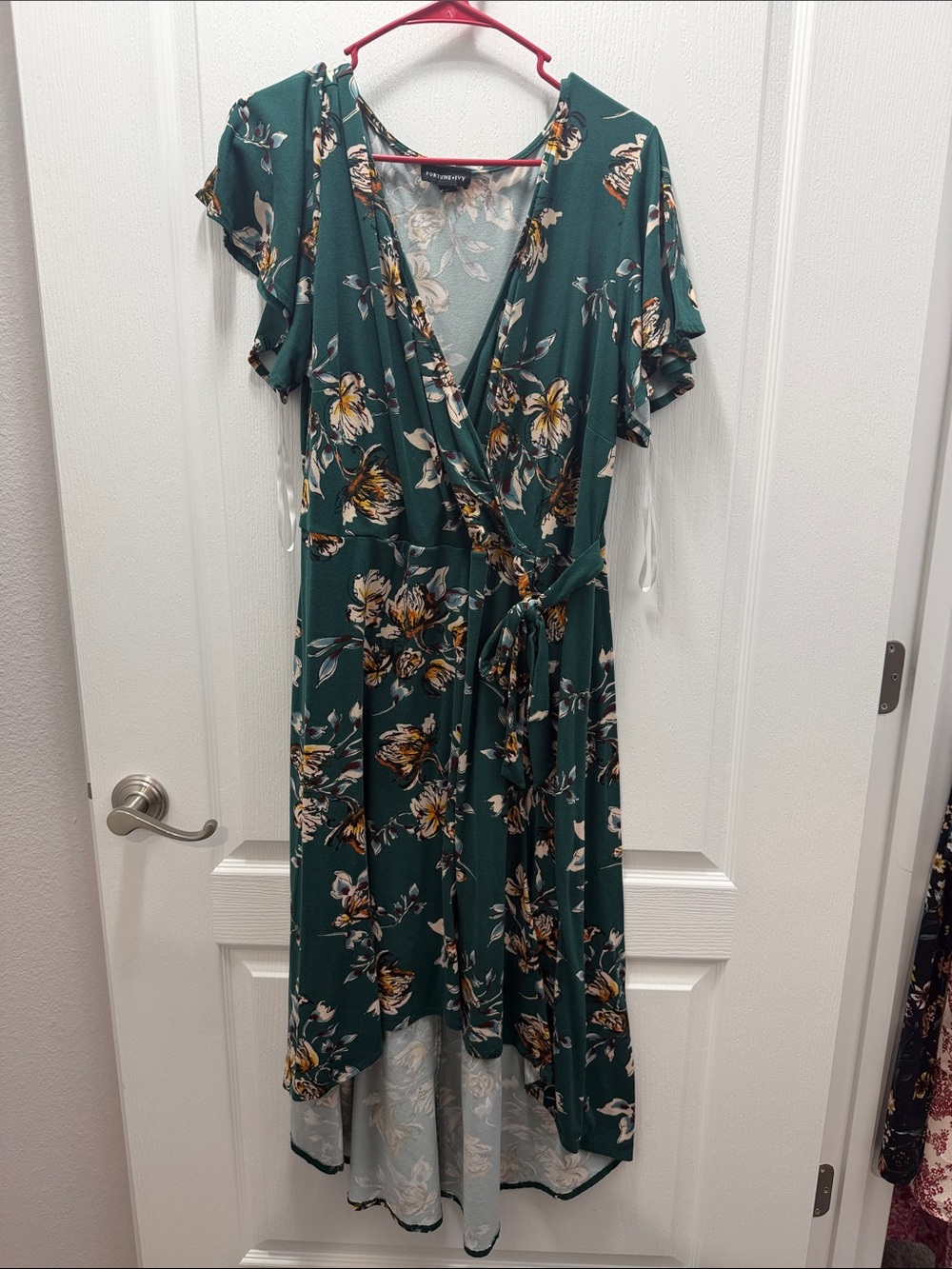 Floral Wrap Midi Dress - Green